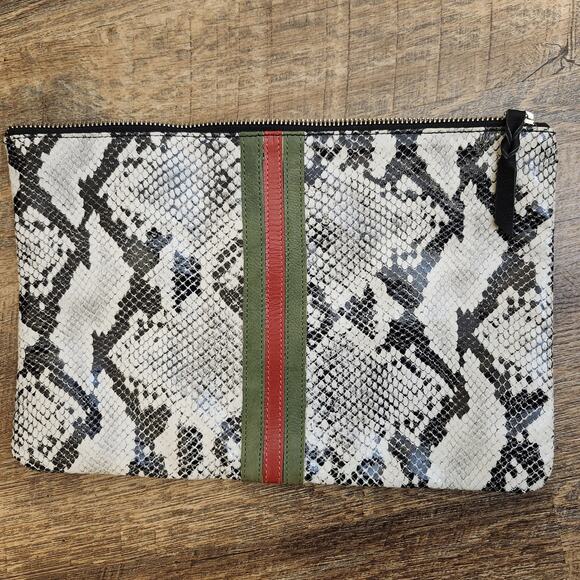 Parker & Hyde Handbags - Parker & Hyde Stripe Python Clutch Bag